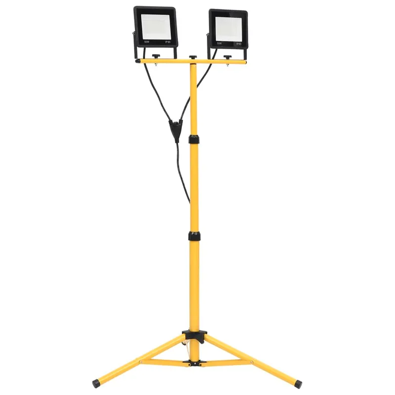 proiector cu led si trepied, 2x50 w, alb rece