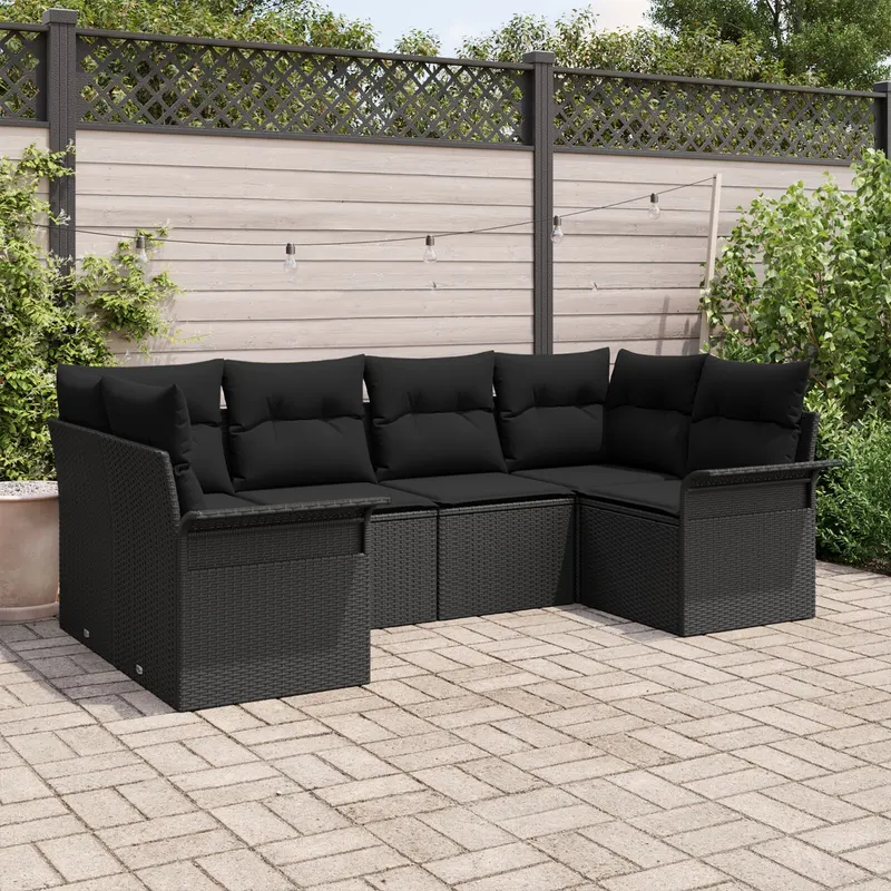 set de canapea de gradina cu perne negru ratan polimeric