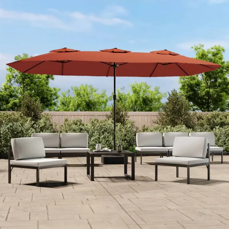 umbrela de soare gradina cu doua capete, caramiziu, 449x245 cm