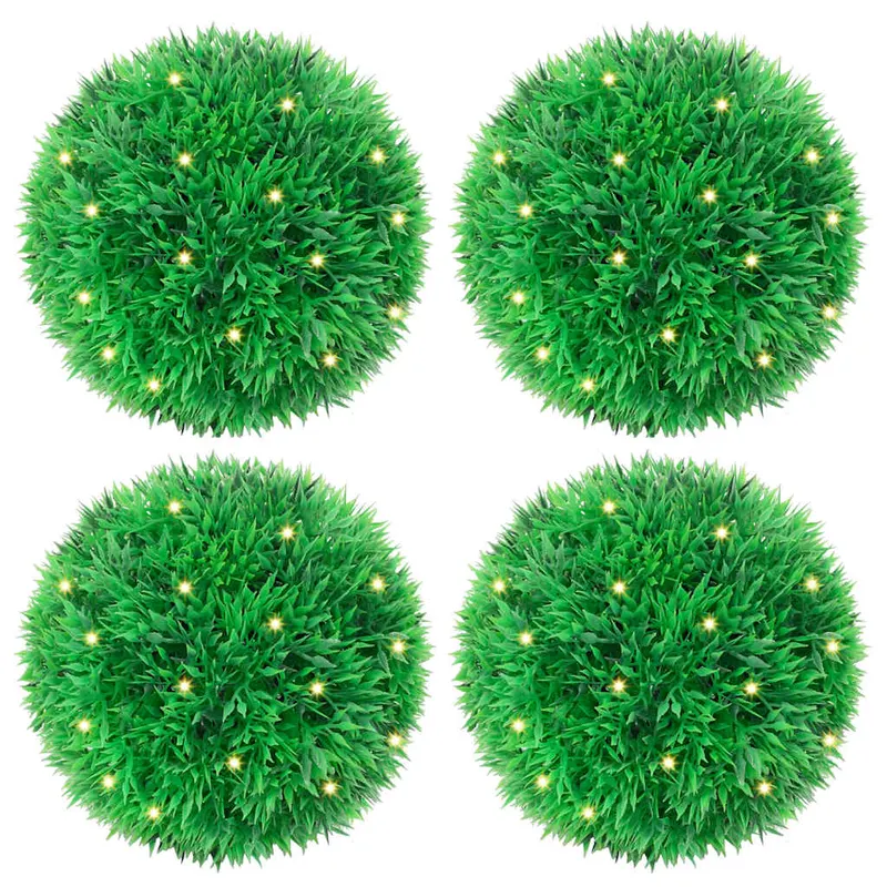 bile artificiale din lemn de cimis cu lumini led 4 buc verde
