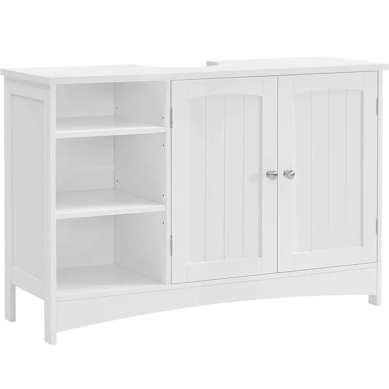 Dulap lavoar baie 2 usi compartiment deschis rafturi reglabile, 90x30x60 cm, design modern, alb