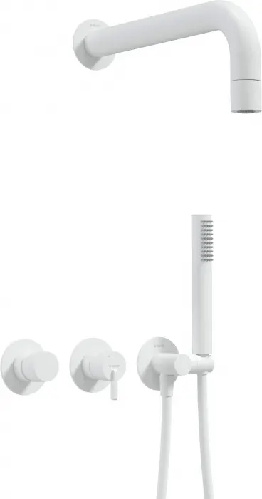 Set de dus incastrat, brat dus ploaie, para de dus si baterie, alb, Deante Silia