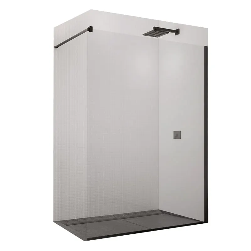 Paravan de dus SanSwiss Easy, 120x200 cm, sticla securizata 8 mm, tratament Aquaperle, negru mat