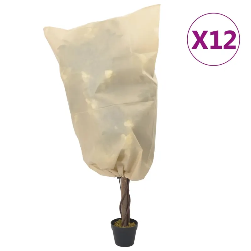huse pentru plante din fleece cu snur 12 buc. 70 g/m2 0,8x1,2 m