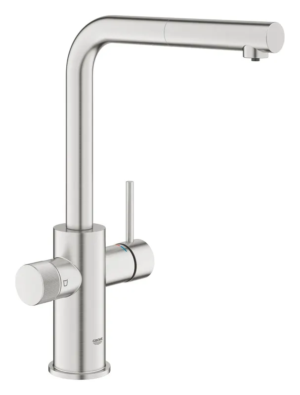 Baterie bucatarie Grohe 30590DC0, 1 bar, 367 mm, 223 mm, 1 orificii instalare, 2 sprayuri, Otel satinat