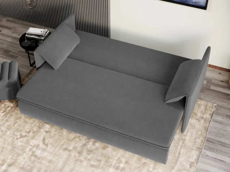 Canapea Extensibila Vanilla Stofa Catifea Gri Inchis — imaginea 3