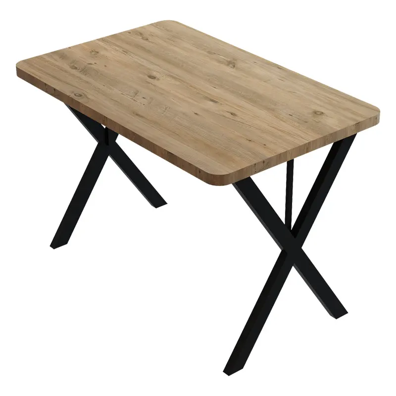 Masa Zeryin metal, Negru - Stejar, 70x110x75 cm - Stejar