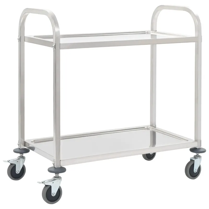 carucior de bucatarie 2 niveluri 96,5x55x90 cm otel inoxidabil