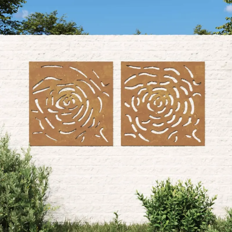 decor de perete 2 buc. 55x55 cm model trandafiri otel corten