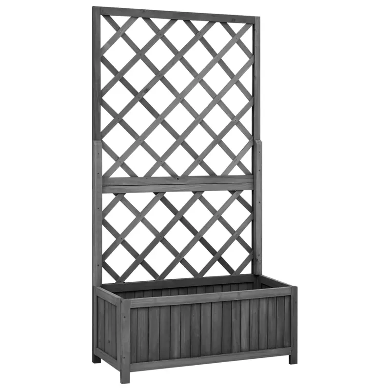 jardiniera colt cu spalier, negru, 70x30x135 cm,lemn masiv brad