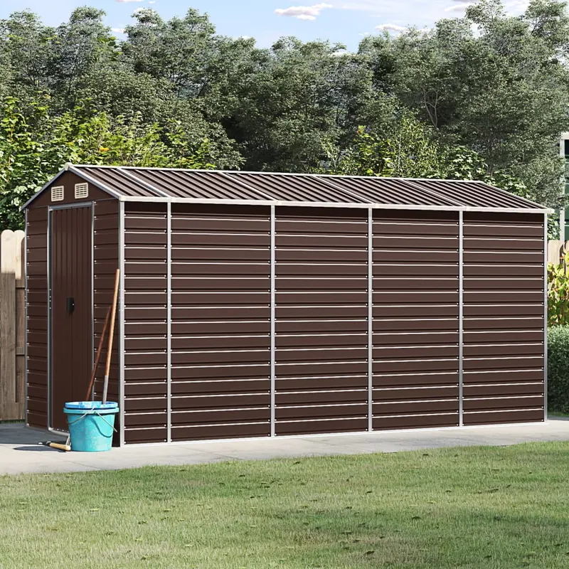 sopron de gradina, maro, 191x385x198 cm, otel galvanizat