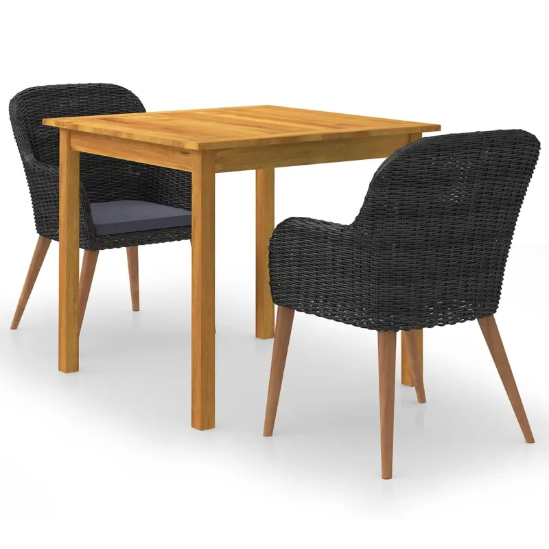 set mobilier de gradina, 3 piese, negru