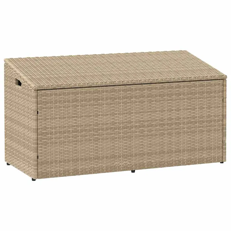cutie de depozitare de gradina bej 110x50x58 cm polirattan