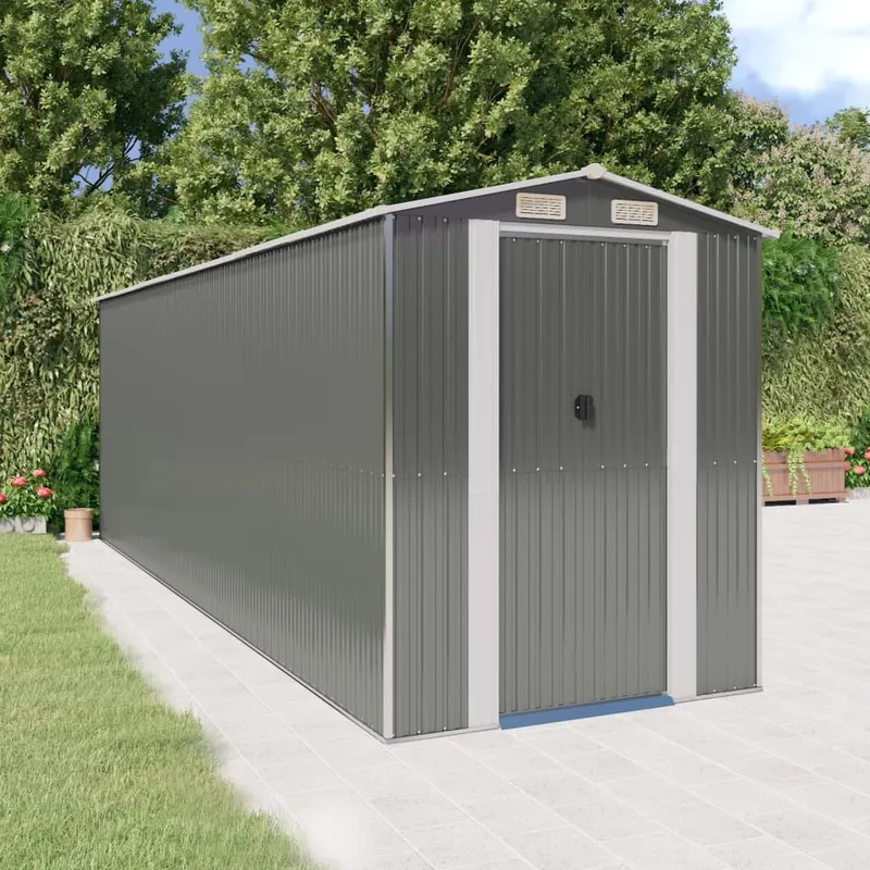 sopron de gradina, gri deschis, 192x606x223 cm, otel galvanizat