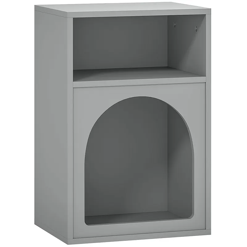 HOMCOM Noptieră îngustă cu 2 compartimente deschise, design în formă de arc, 40x30x60 cm, gri