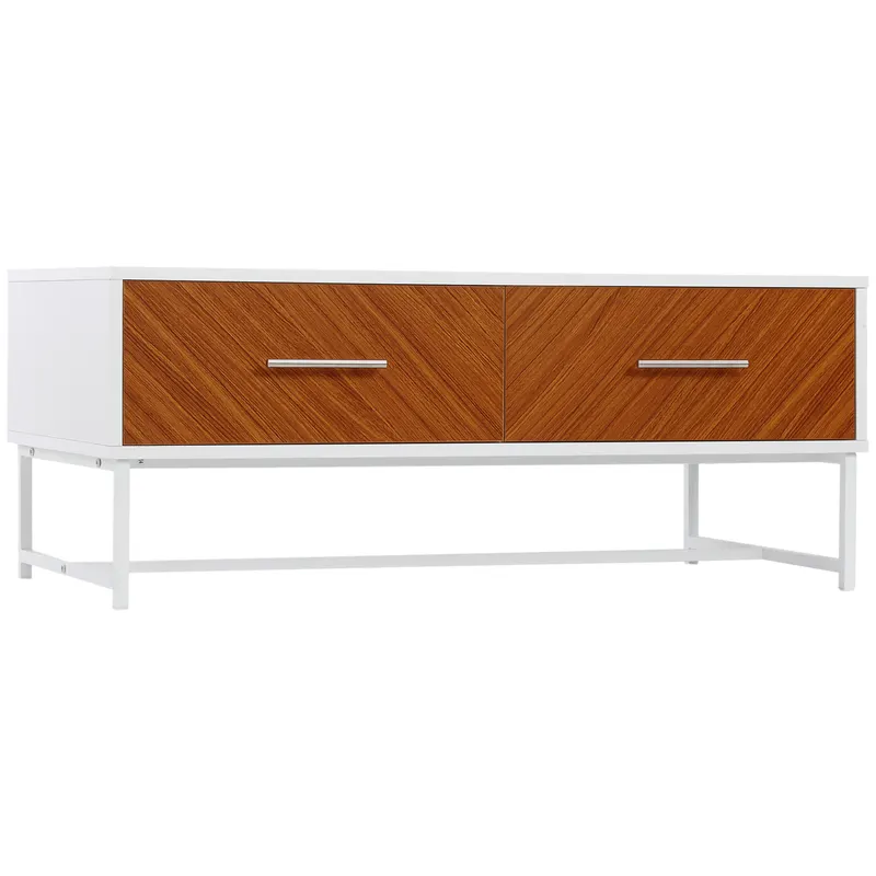 HOMCOM Măsuță de Cafea Modernă, Masă de Cocktail Rectangulară cu Sertare și Compartiment de Depozitare Deschis, 100x50x40cm