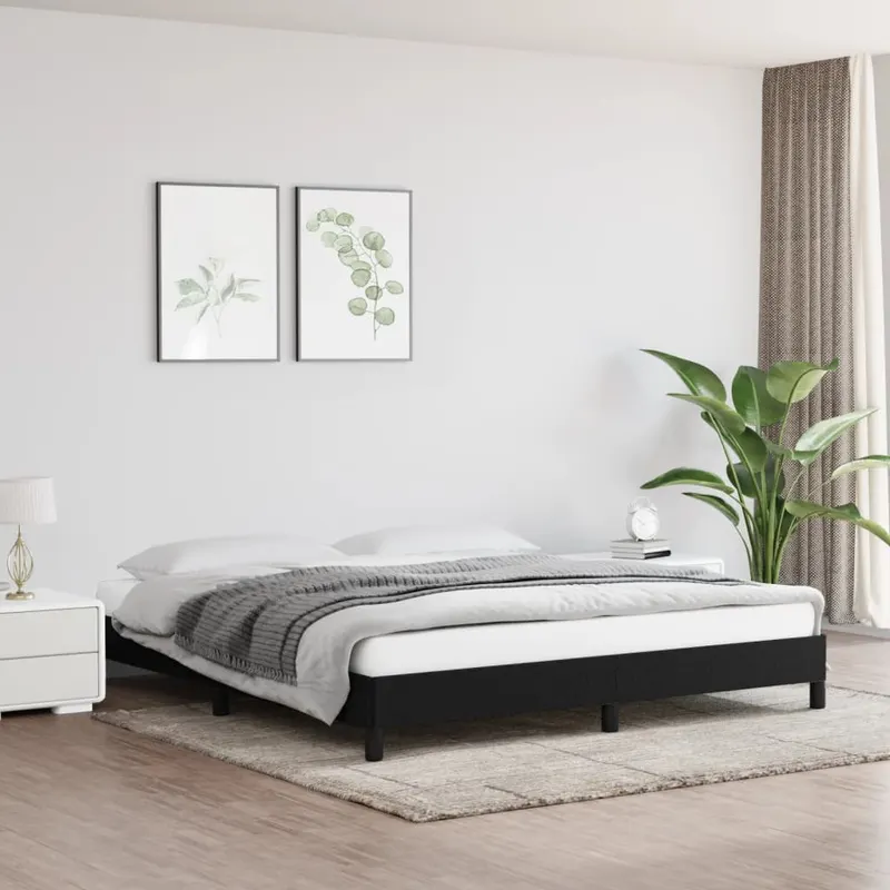 cadru de pat fara saltea, negru, 180x200 cm, textil