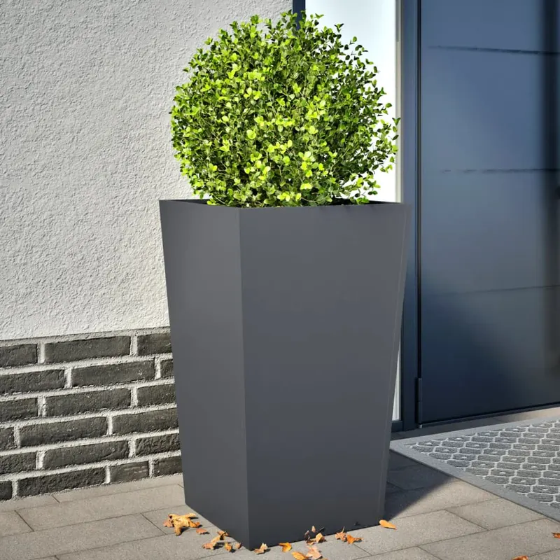 jardiniere de gradina, 2 buc., antracit, 45x45x75 cm, otel