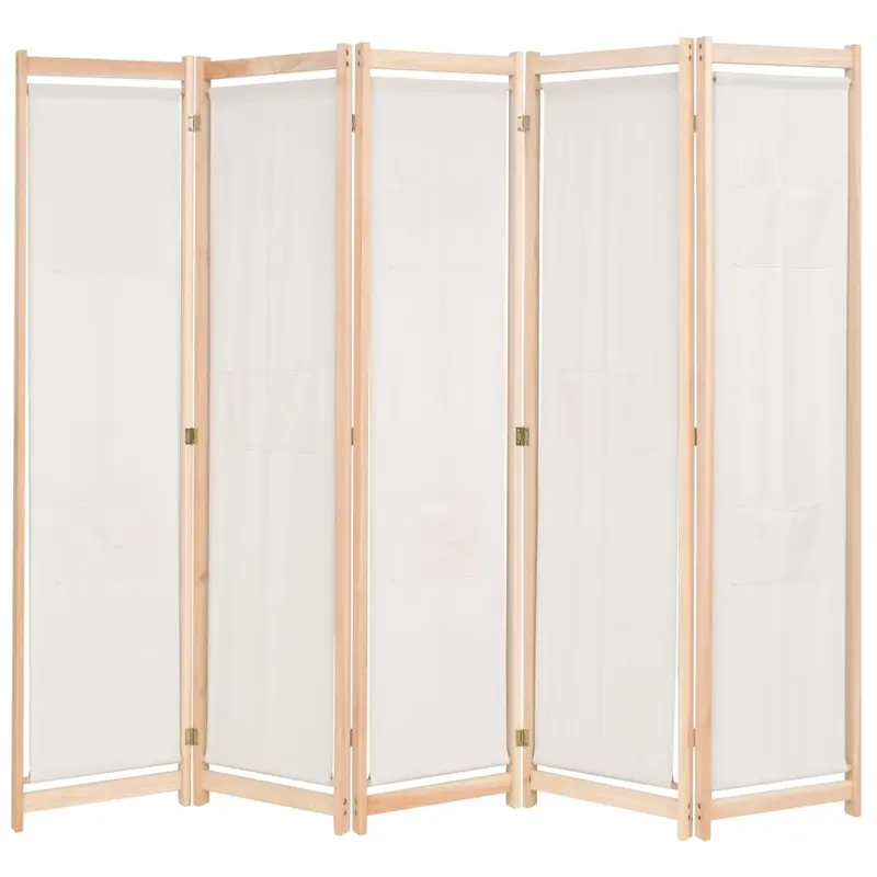 paravan camera, 5 panouri, crem, 200x170x4 cm, material textil