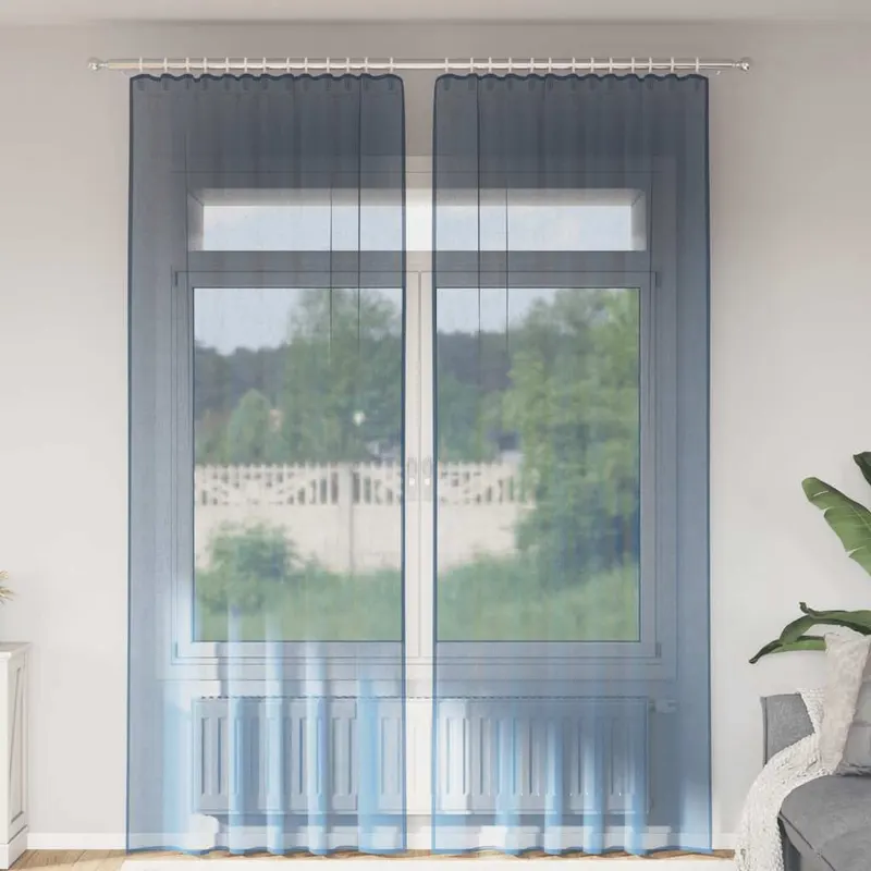 perdele voile cu bucle 2 buc albastru regal 140x260 cm