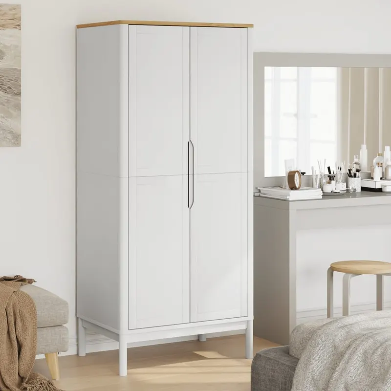 sifonier floro, alb, 77x53x171 cm, lemn masiv pin