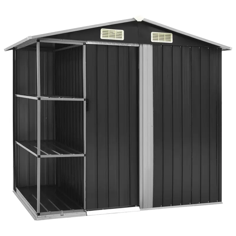 sopron de gradina cu etajera, antracit, 205x130x183 cm, fier