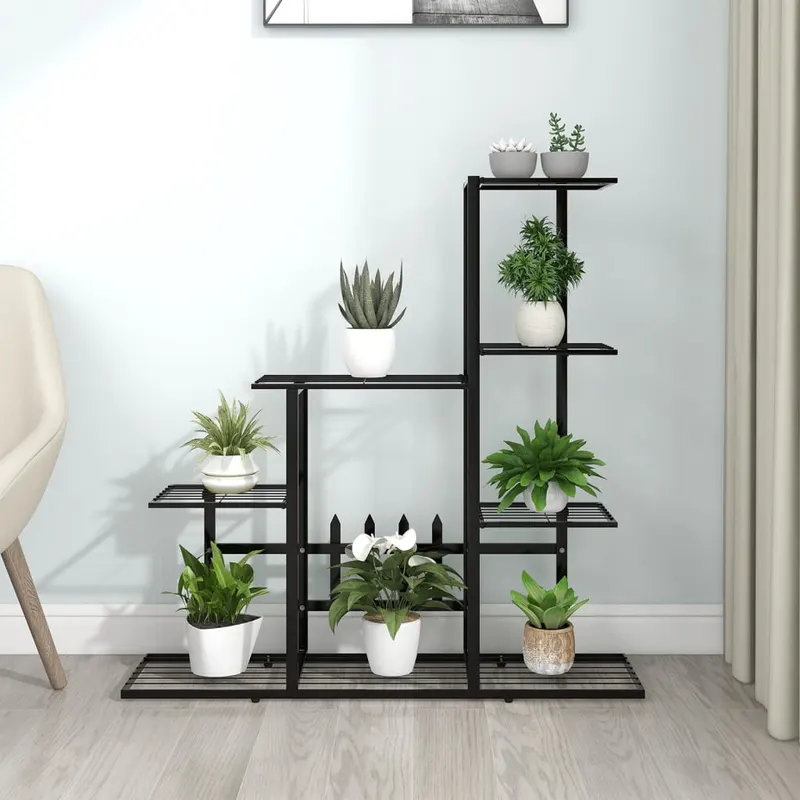 suport pentru flori, 94,5x25x88 cm, negru, metal