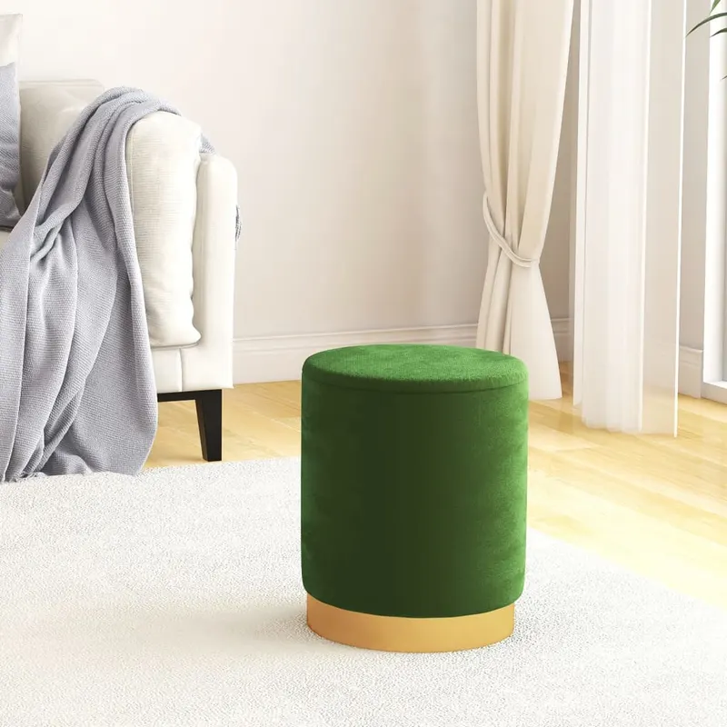 taburet depozitare rotund, verde, catifea