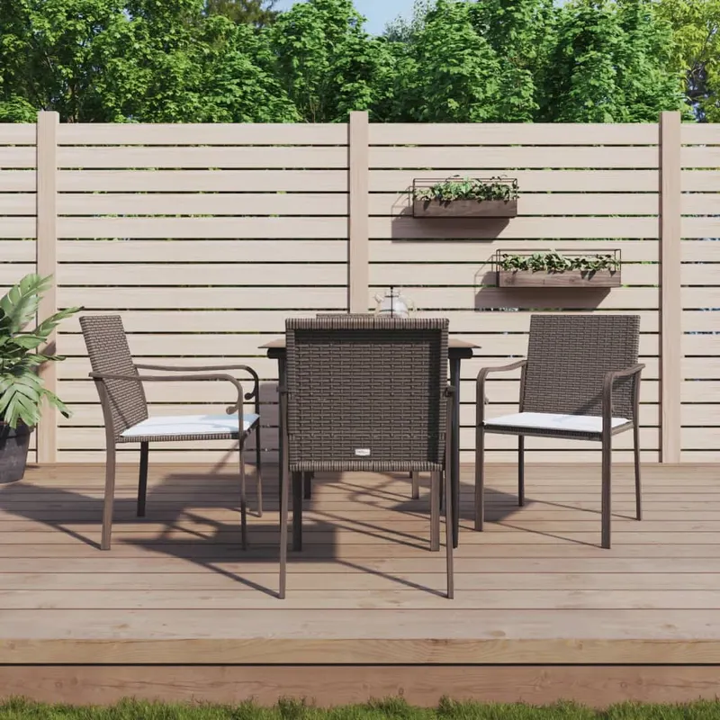 set mobilier de gradina cu perne, 5 piese, poliratan si otel