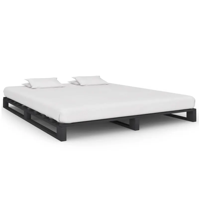 cadru de pat din paleti, gri, 180 x 200 cm, lemn masiv de pin