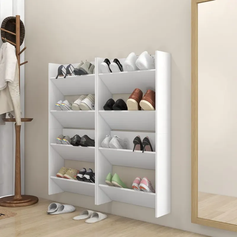 pantofare de perete, 4 buc., alb, 60x18x60 cm pal