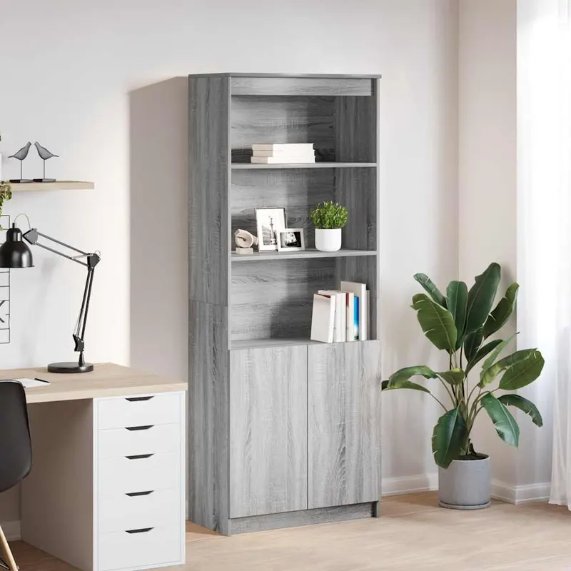 dulap inalt, gri sonoma, 70x35x180 cm, lemn prelucrat