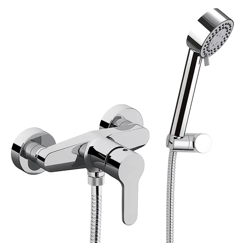 Baterie de cada cu dus Remer Rubinetterie Winner W38, aparenta, monocomanda, para de dus cu 4 functii, suport reglabil, anti-calcar