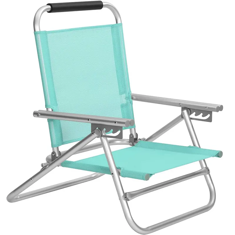 Scaun plaja portabil cu spatar rabatabil 4 pozitii, cadru aluminiu usor 2.5 kg, max 150 kg, verde