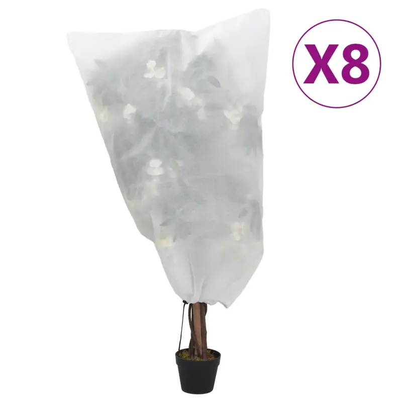 huse pentru plante din fleece cu snur 8 buc. 70 g/m2 0,8x0,8 m