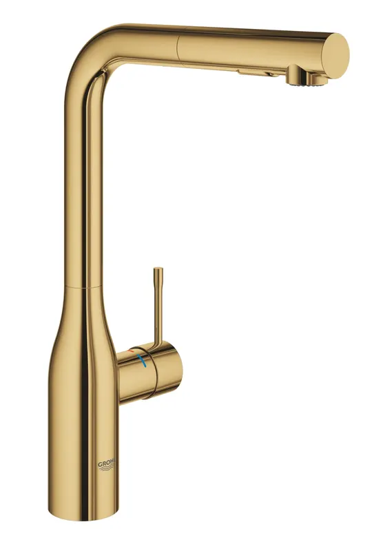 Baterie bucatarie Grohe 30270GL0, Essence, 3 8 , inalta, tip L, dus extractabil, lucios, auriu