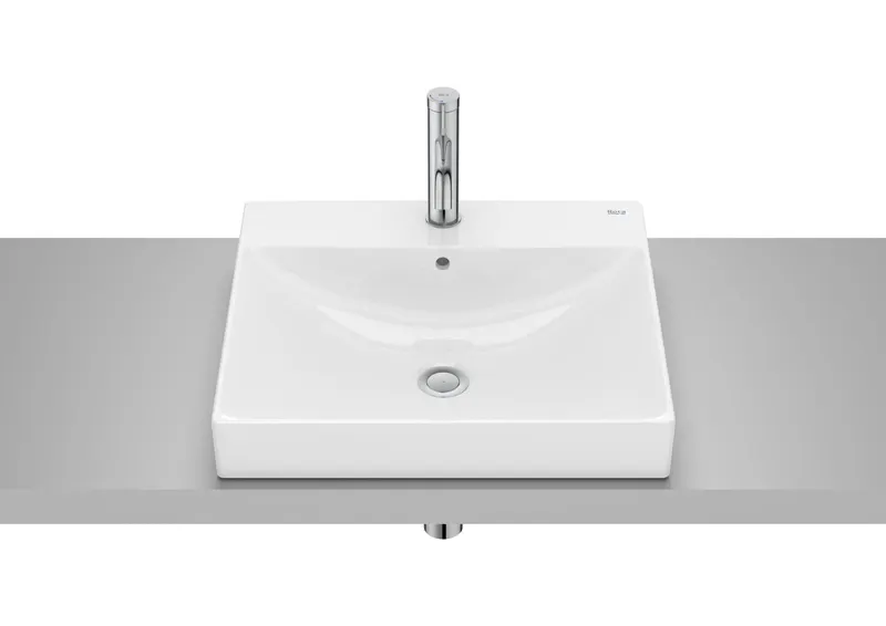 Lavoar Roca A32768L000, Ona, montaj pe blat, preaplin, zona montaj interior, elemente fixare ascunse, alb