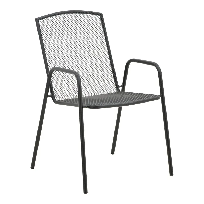 Scaun de gradina Pomedon stivuibil metal, negru, 56x64x87 cm - Negru