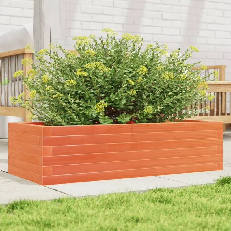jardiniera de gradina, maro ceruit, 90x40x23 cm, lemn masiv pin