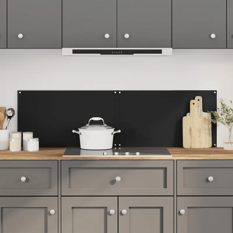 panou antistropi bucatarie 2 buc. negru 70x40cm sticla securiz.
