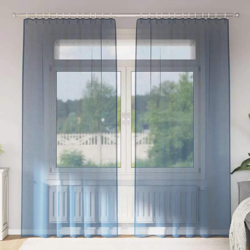 perdele voile cu bucle 2 buc albastru regal 140x245 cm
