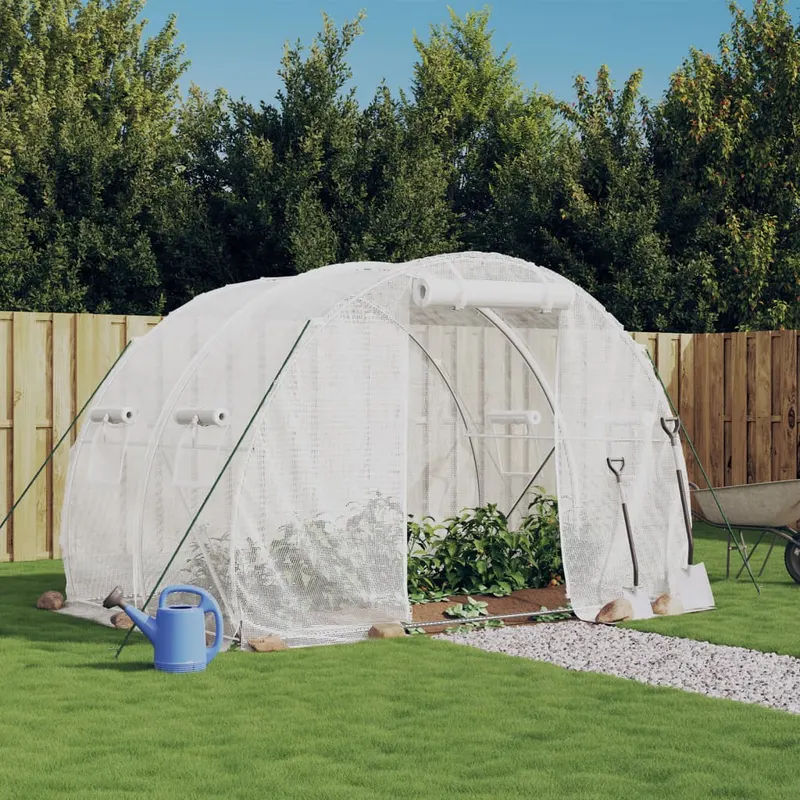 sera cu un cadru din otel, alb, 6 m2, 3x2x2 m