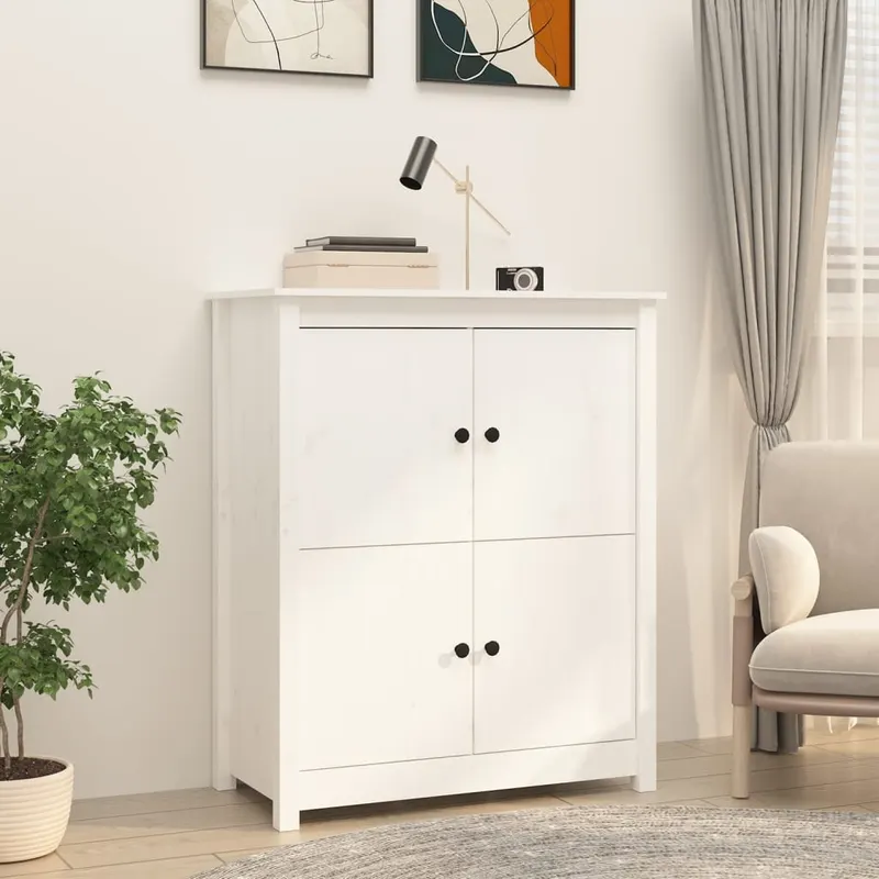 servanta, alb, 83x41,5x100 cm, lemn masiv de pin