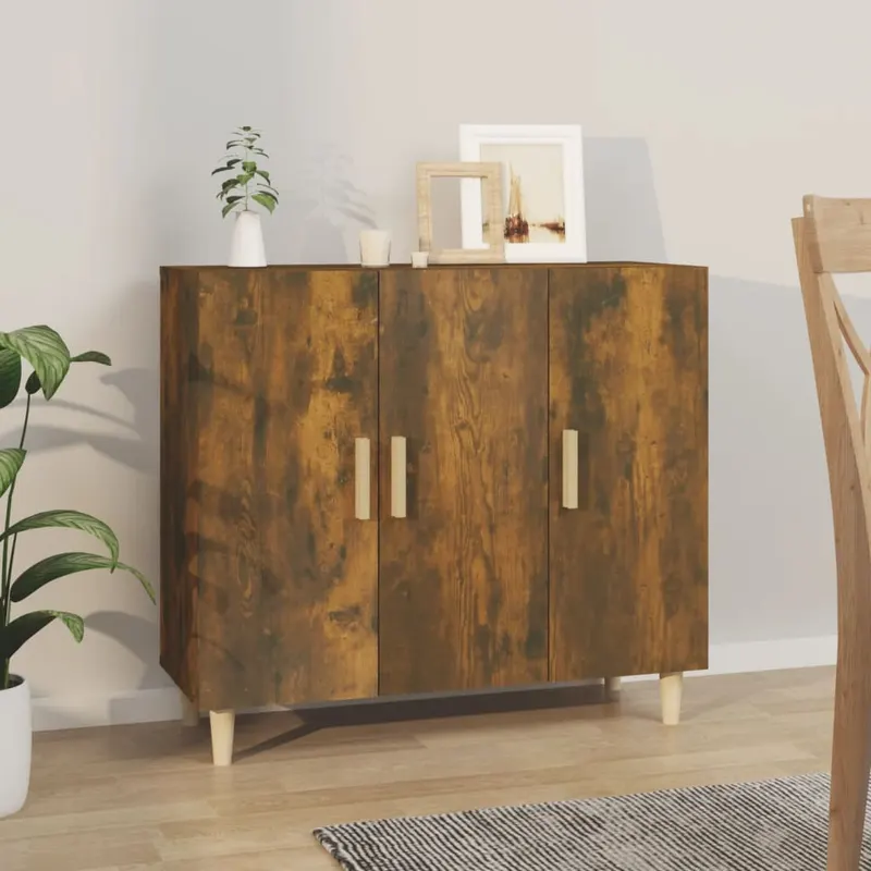 servanta, stejar fumuriu, 90x34x80 cm, lemn compozit