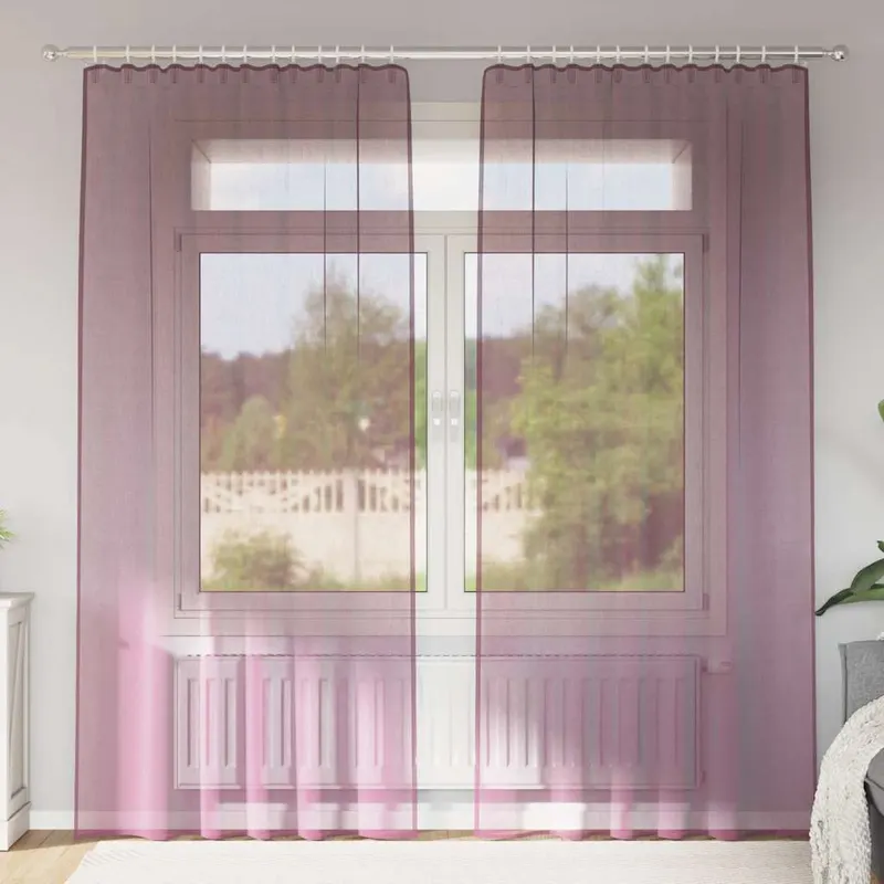 perdele voile cu bucle 2 buc violet 140x225 cm