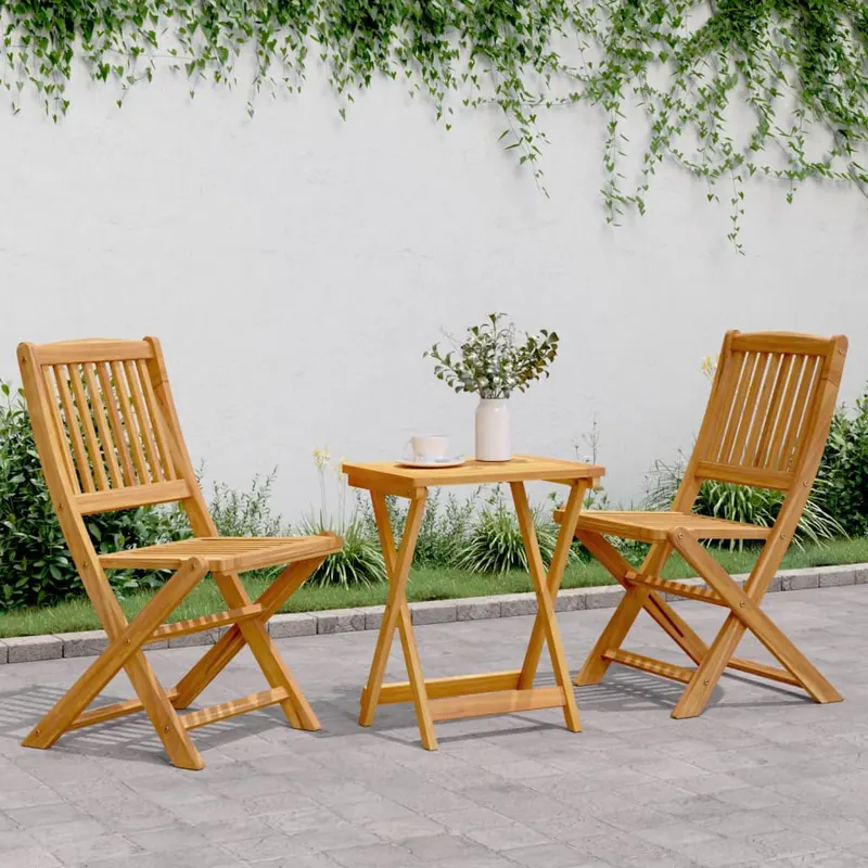 set mobilier gradina pliabil, 3 piese, lemn masiv acacia