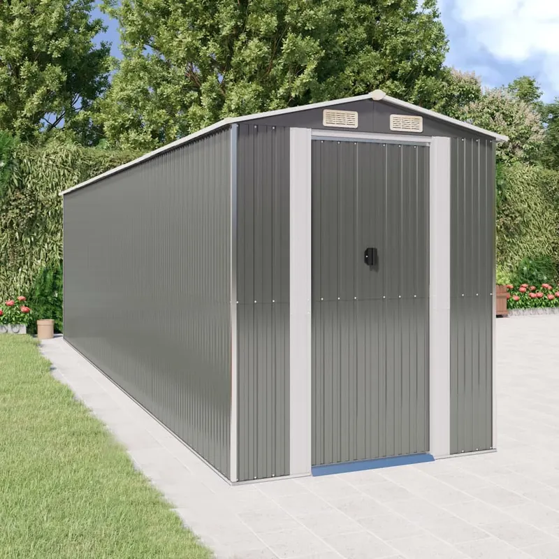 sopron de gradina, gri deschis, 192x689x223 cm, otel galvanizat