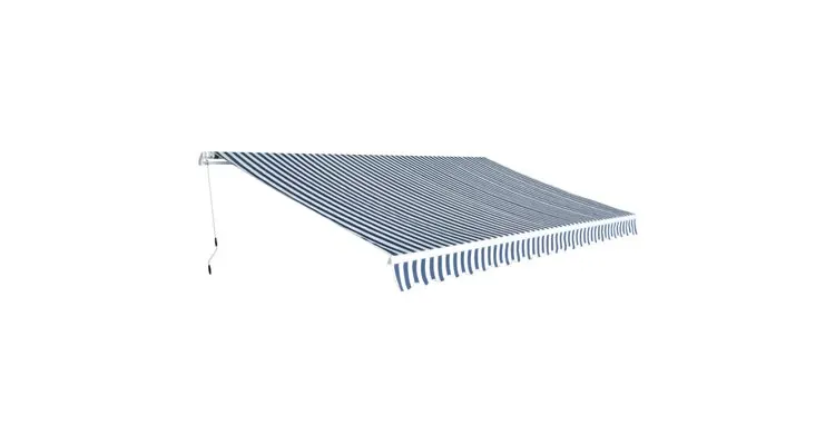 Parasolar pliabil manual 5x3 m, albastru si alb
