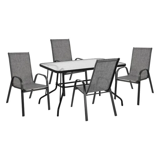 Set masa si scaune HOLMO 120x70 cm - Gri inchis