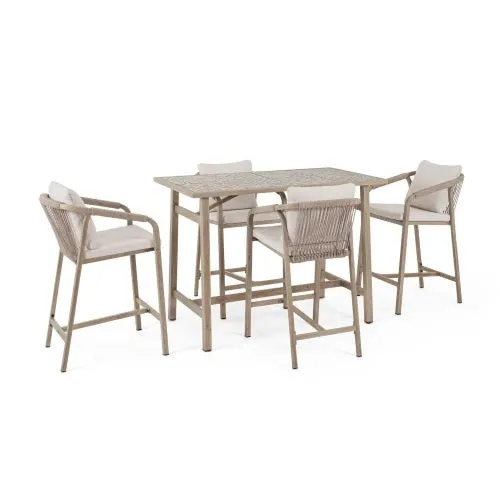 Set masa si scaune de bar KALIMERA TIMBER